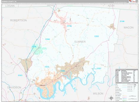 Sumner County, TN Zip Code Map - Premium