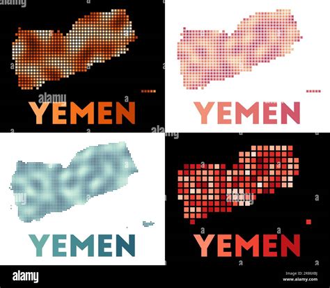 Yemen map. Collection of map of Yemen in dotted style. Borders of the ...