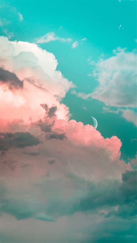 Clouds, Sky, Moon, Porous, Light - Pink Aesthetic Clouds Background, Pastel Blue Aesthetic ...