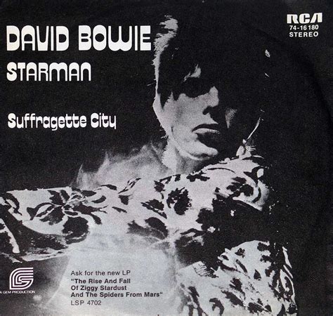 DAVID BOWIE Starman Suffragette City 7" Single Vinyl Album Cover Gallery & Information #vinylrecords