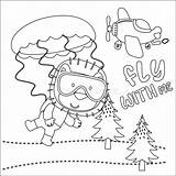 Rysunek Wektorowy Ilustracja Skydiving With Litlion Cartoon Style  sketch template