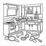 Bright Kitchen With Cooking Utensils Coloring Page 7281 5794 sketch template