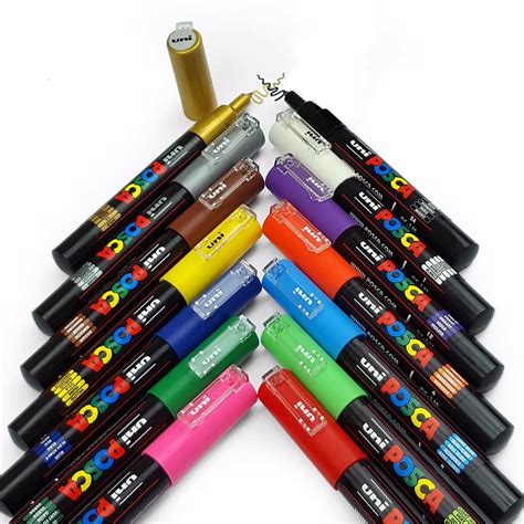 Uni Posca Paint Marker Art Pens PC 1M Professional 14 Pens Set Extra Fine Bullet Tip 0.7mm ...