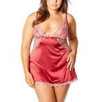 Sidonie // Satin Chemise + Overlay Lace Cups & Lace Trimmed Edges + G-String (S) - Oh La La ...
