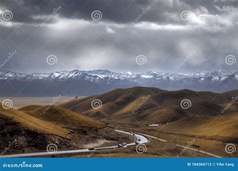 Aerial View of Qilian Mountain National Highway in Qinghai, China Stock ...