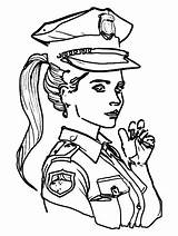 Beautiful Woman Police Officer Coloring Page · Creative Fabrica sketch template