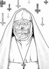 Demon Nun Coloring Page Gothic Digital Download  Etsy Canada sketch template