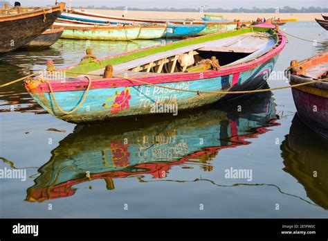 Boats, Ganges River, Varanasi, India Stock Photo - Alamy