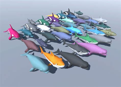 Sea Animals Shark Dolphin 3D Model - TurboSquid 1436076