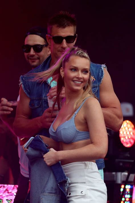 Camille Kostek and Rob Gronkowski at Gronk Beach party during Super Bowl LIV in Miami, Florida