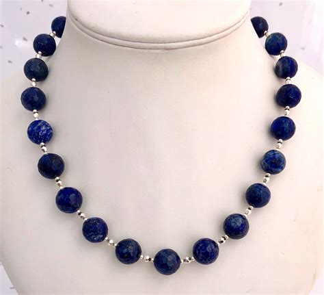 Lapis Lazuli Necklace, Navy Blue Necklace, Dark Blue Gemstone Necklace ...