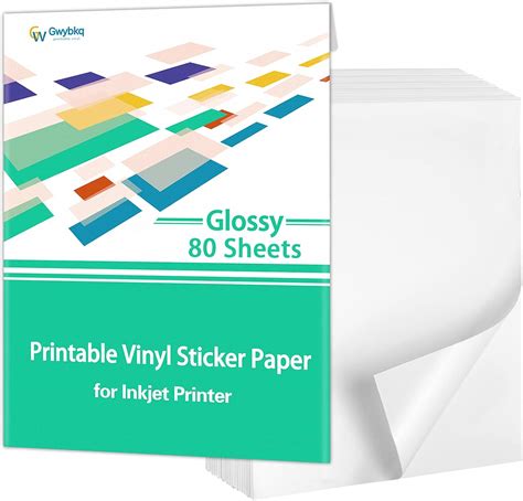 Amazon.com : Gwybkq Glossy Sticker Paper Printable Vinyl for Inkjet ...