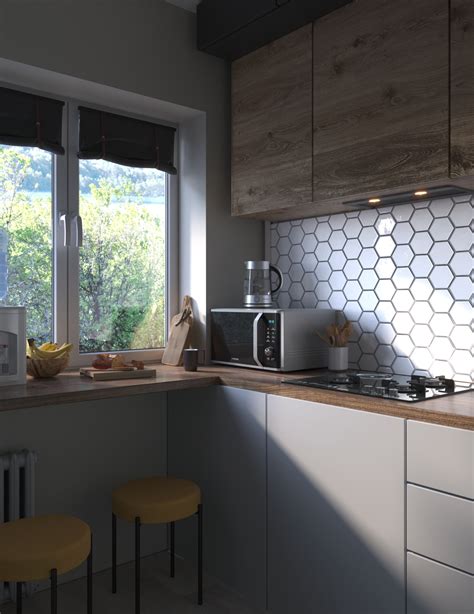 3d visualization for a small kitchen on Behance