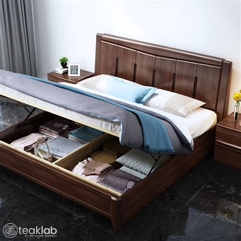 Buy Teak Wood Storage Bed Online | TeakLab