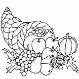 Thanksgiving Coloring Pages Cornucopia sketch template