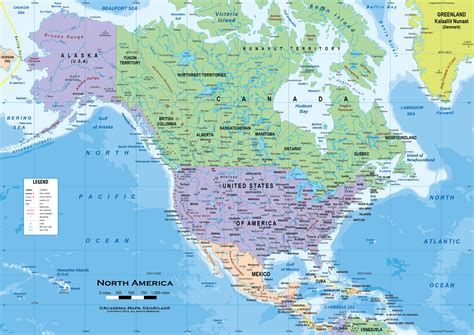 North America Political Map Wall Mural from Academia
