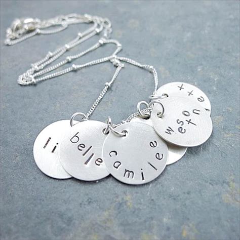 Mom Necklace Sterling Silver Engraved Kids Names Necklaces - Etsy