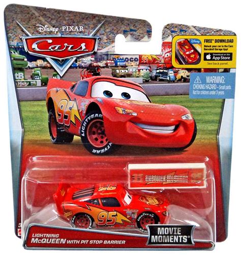 Disney Cars Movie Moments Lightning McQueen 155 Diecast Car with Pit Stop Barrier Mattel Toys ...