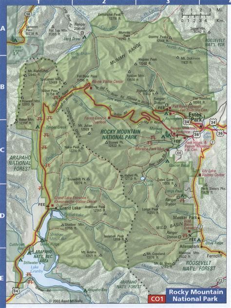 Map of Rocky Mountain National Park in Colorado,interesting places,tent ...