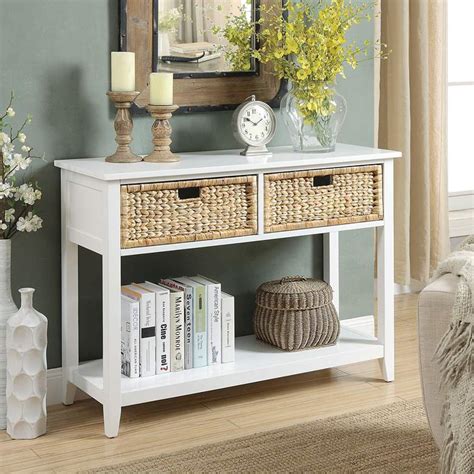 Flavius 44" Wide White 2-Drawer Wood Console Table - #73C93 | Lamps Plus