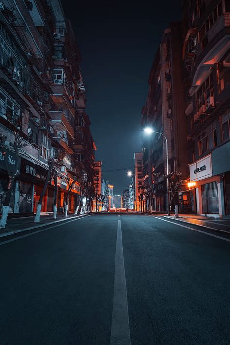 Road, city, buildings, street, night, HD phone wallpaper | Peakpx