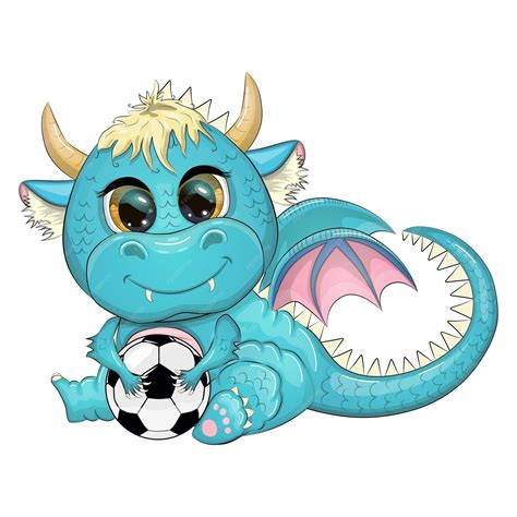 Premium Vector | Cute cartoon green dragon and soccer ball game Symbol of 2024 according to the ...