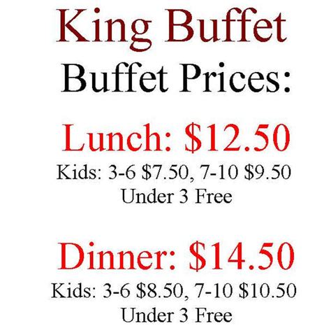 King Buffet Menu, Indiana, PA