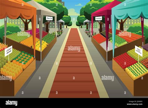 A vector illustration of Farmers Market Background Stock Vector Image ...