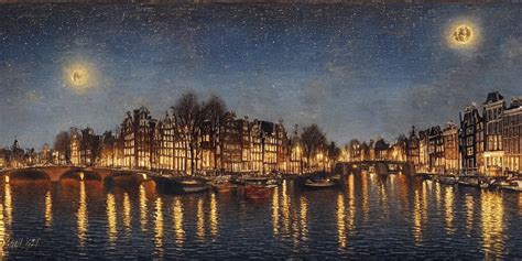 view from the amstel river in amsterdam at night, sky | Stable ...