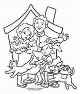 Coloring Page Of A Family  Home sketch template