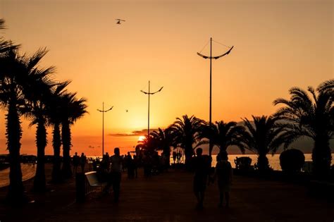 Premium Photo | Rest on the black sea in georgia in the resort city of batumi. sunset on the sea ...