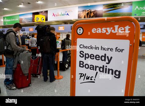 Easyjet passenger check in at South Terminal Gatwick airport. London ...