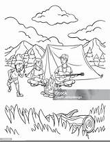 Camping Coloring Page For Kids Stock Illustration  Download Image Now sketch template