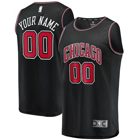 Chicago Bulls Fanatics Branded Fast Break Custom Replica Jersey Black - Statement Edition