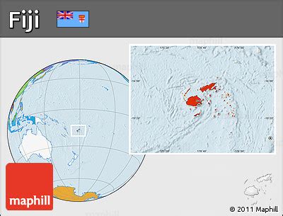 Free Political Location Map of Fiji, highlighted continent