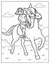 Coloring Pages Girl Riding Horse sketch template