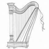 Coloring Page Ornate Black And White Line Drawing Of A Harp  Premium sketch template