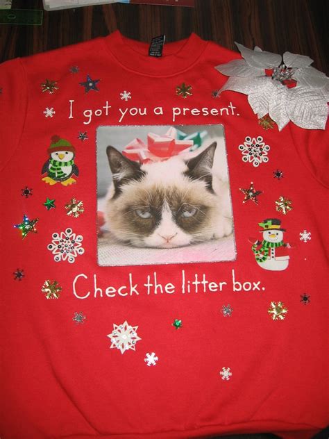 Grumpy Cat Ugly Christmas Sweater Sweatshirt New Handcrafted | Etsy