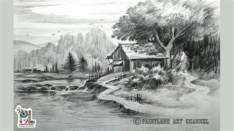 Landscape Drawing Pencil Shading