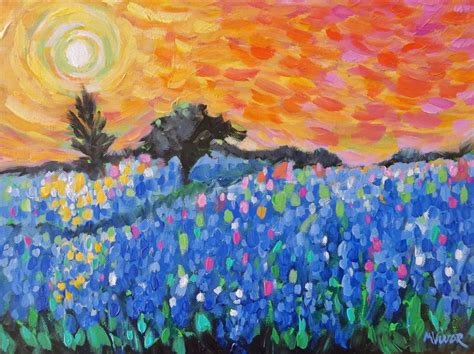 Texas Bluebonnet painting art original impressionist landscape painting ...