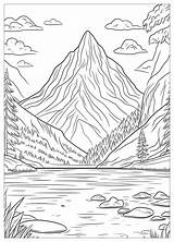 Mountain Coloring Pages  Explore Natures Beauty With Color CrayonAZCom sketch template
