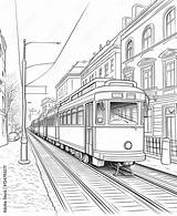 Tramway Coloring Page Ai Generative Stock Illustration  Adobe sketch template