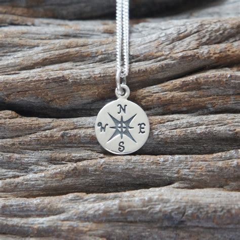 Sterling Silver Compass Necklace 10mm Travler's Gift - Etsy