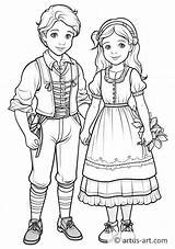 Lederhosen And Dirndl Coloring Page » Free Download Artus Art sketch template