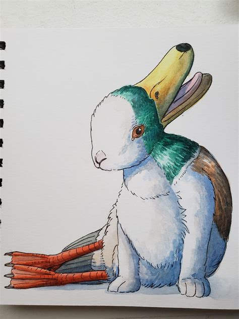 Duck rabbit, based on the optical illusion : r/Watercolor