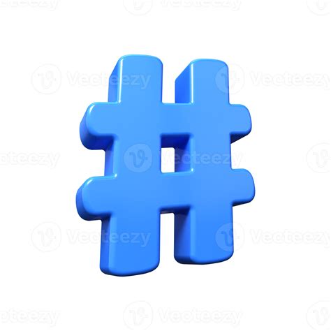 Blue hash symbol 3D hashtag sign Octothorp icon for SEO promotion 3d ...