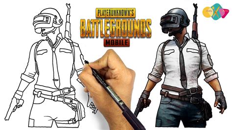 how to draw pubg character || drawing pubg man from pubg game - YouTube