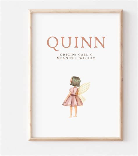 Quinn, Name Art Poster, Name Meaning, Girl Gift, Pink Nursery Decor, Instant Download, Printable ...