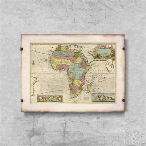 Year Map Of Africa Vintage, Painting Print, Antique Map, Country Decor ...