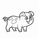 Cute Cartoon Curious Pig Outlined For Coloring Book On White Stock  sketch template